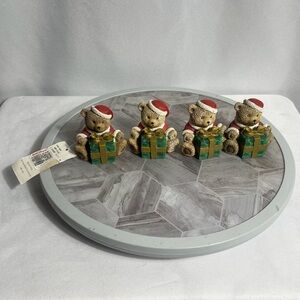 Vintage Christmas Teddy Bear Napkin Rings Set of 4 Tobin Home Fashions